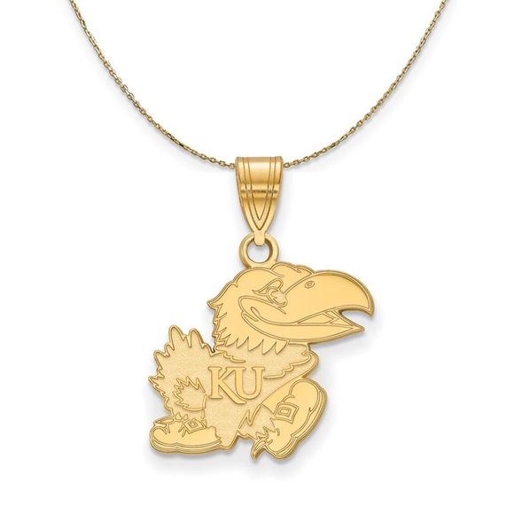14k Yellow Gold U. of Kansas Medium Necklace - 20 Inch